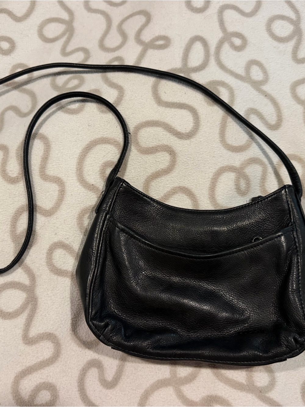 Fossil 1054 Hobo Black Leather Crossbody Bag